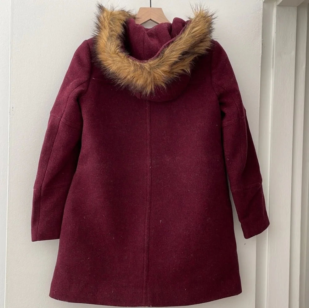 J Crew Chateau Parka in Italian Stadium-Cloth Burgundy, Size 0 - Picture 2 of 3